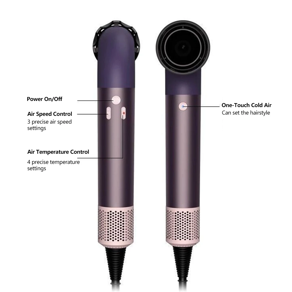 1/4 Nozzles Hair Dryer High Speed Hair Blower Quick Drying Negative Ion Electric Leafless Dryers Personal Care Styling