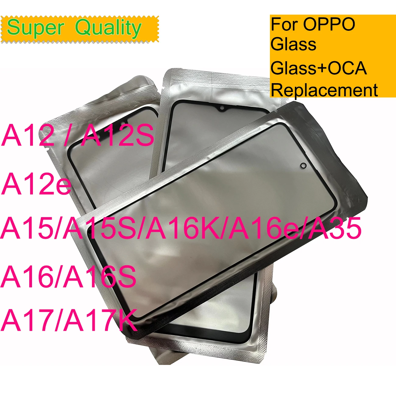 

10Pcs/Lot For OPPO A12 A12S A12e A15 A15S A16e A16K A35 A16 A16S A17 A17K Touch Screen Front Outer Glass Panel Lens With OCA