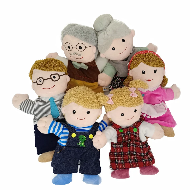 25-30cm Cartoon Kids Plush Finger Hand Puppet Popular Activity Boys Girls Role Play Bedtime Story Props Family Role Playing Toys role play hand puppets bedtime story props family role playing toys waiter princess cowboy prince role play hand puppets toys