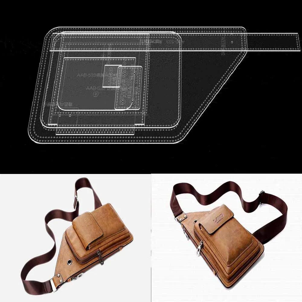 

Leather Bag Pattern Making with Kraft Paper and Acrylic Templates for Men's chest bag, backpack, crossbody bag