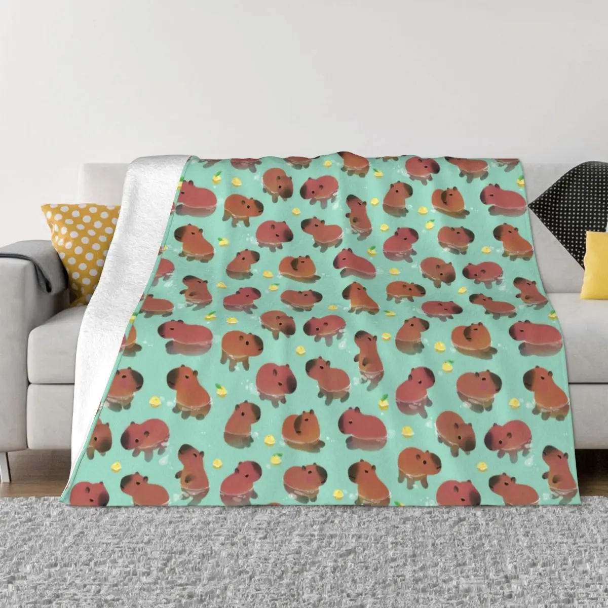 

Cute Capybara Baby Blankets Flannel Summer Autumn Winter Animal Lover Super Warm Throw Blanket for Bed Outdoor Rug Piece