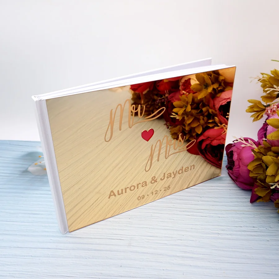 Personalized Acrylic Cover Wedding Guestbook Custom Groom And Bride