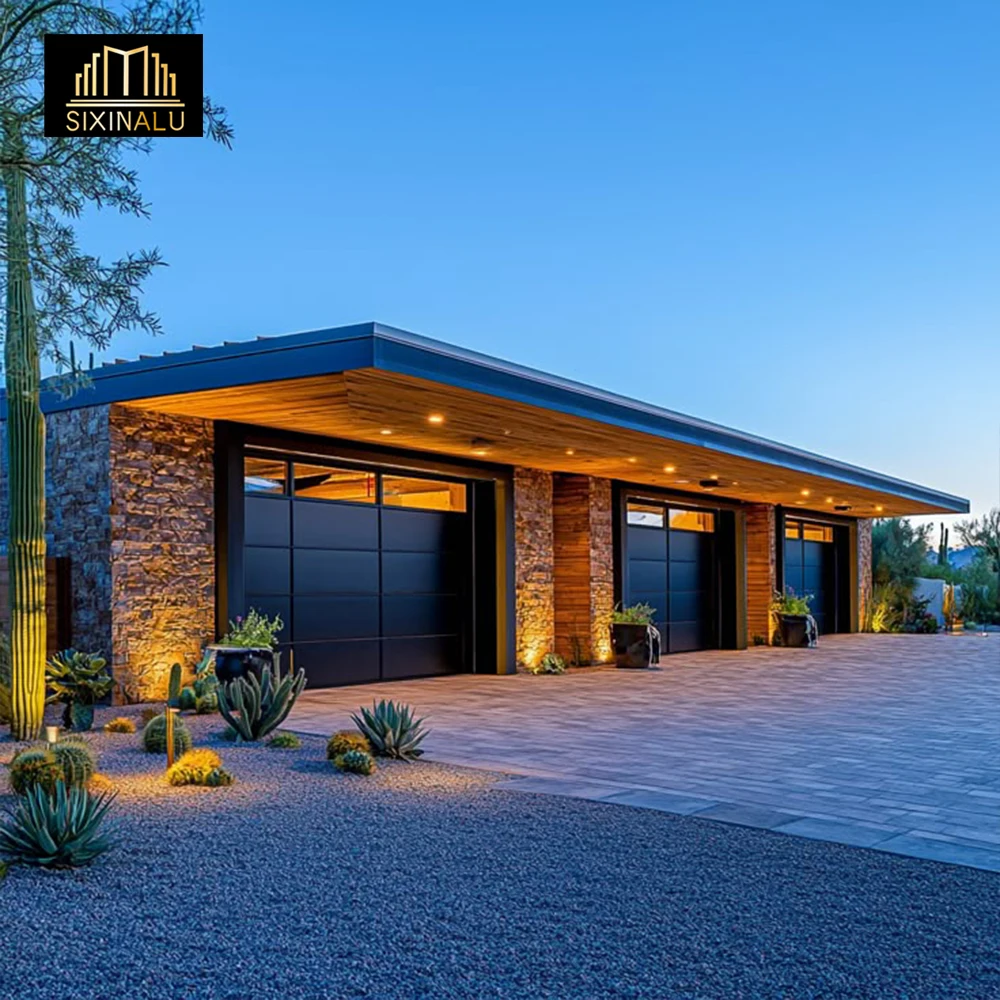 Sixinalu Garage Door House Security Building Entrance Folding Entry Front Aluminum Profile Doors Double Glazed Home Decor