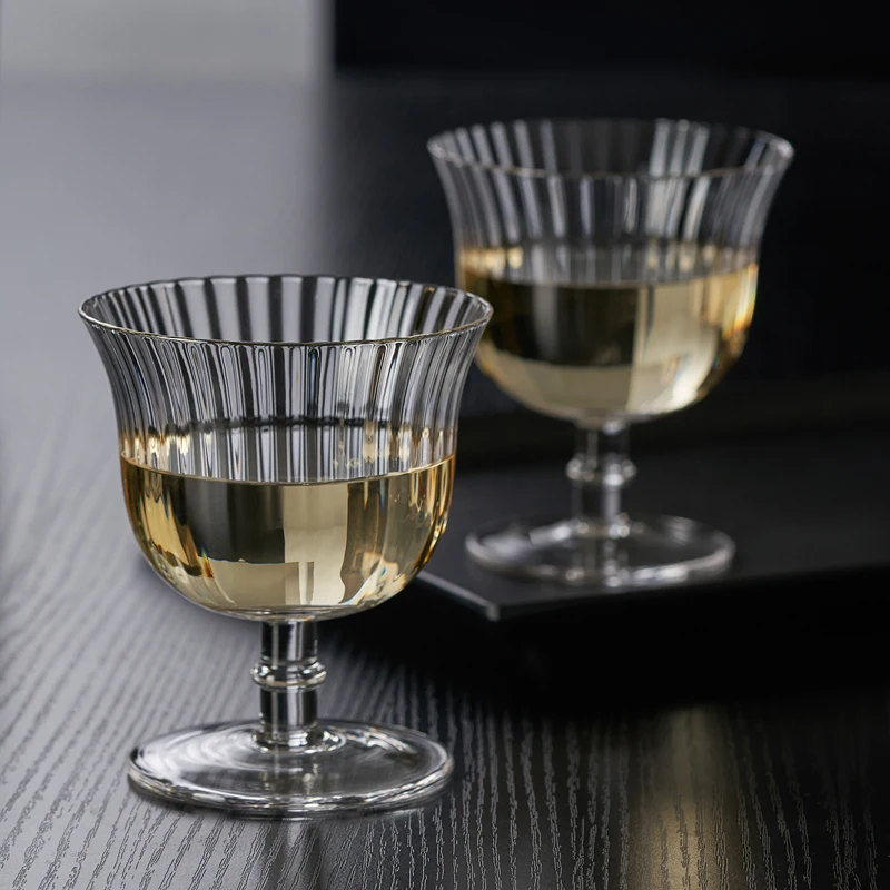 250ml Corrugated Glass Drink for Cocktail Gobble Glass Champagne Cup Household Glass Tall Crystal Glass Wedding Party Gift