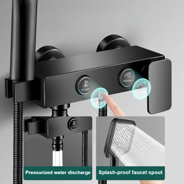 ชุดฝักบัวติดผนังแบบกดน้ำร้อนน้ำเย็น พร้อมก๊อกน้ำสำหรับอ่างอาบน้ำ อุปกรณ์เสริมในห้องน้ำ ก๊อกผสมน้ำในห้องน้ำ 1