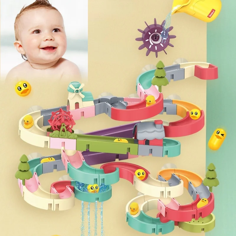 BabyBathToysDIYSlideTracksPipelineYellowDucksBathroomBathtub