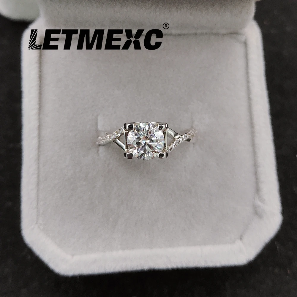 

Женское кольцо с муассанитом LETMEXC 1CT, классическое, простое, регулируемое