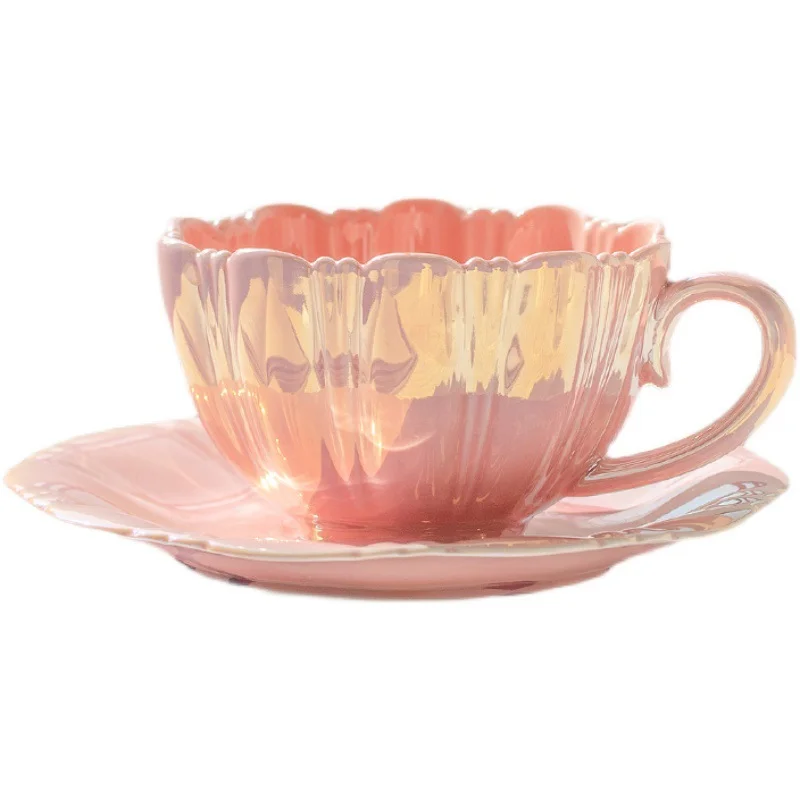 

Simple Design Petal Coffee Cup Office Good-looking Afternoon Tea Ceramic Cup Dish High-Grade Exquisite