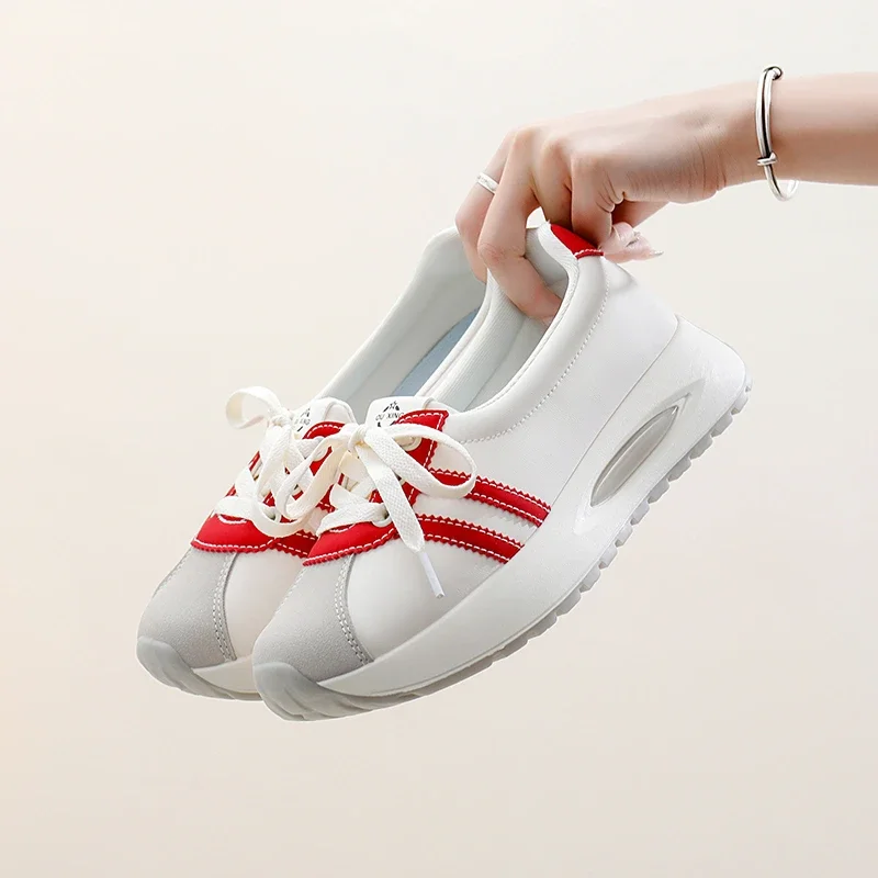 Women's Shoes 2024 Lace-up Women's Vulcanize Shoes Fashion Color Matching Ladies Casual Shoes New Round Head Classic Sneakers 6