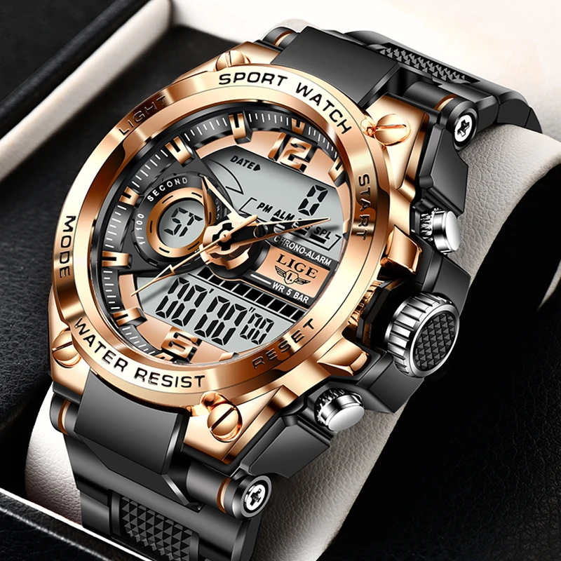 Digital Men's Steel Military Wristwatch with LED Quartz Display
