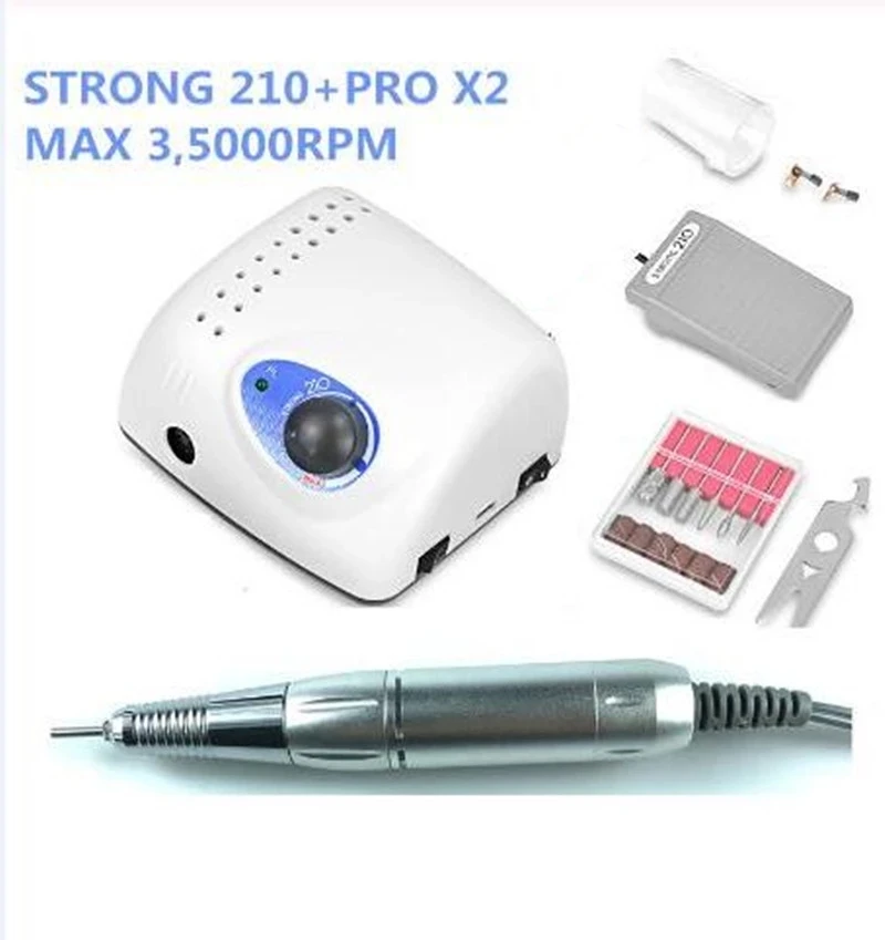 

2019 новый мощный блок управления 210 35000 об/мин наконечник PRO X2 65 Вт фрезы для ногтей машинка для маникюра и педикюра электрические пилки