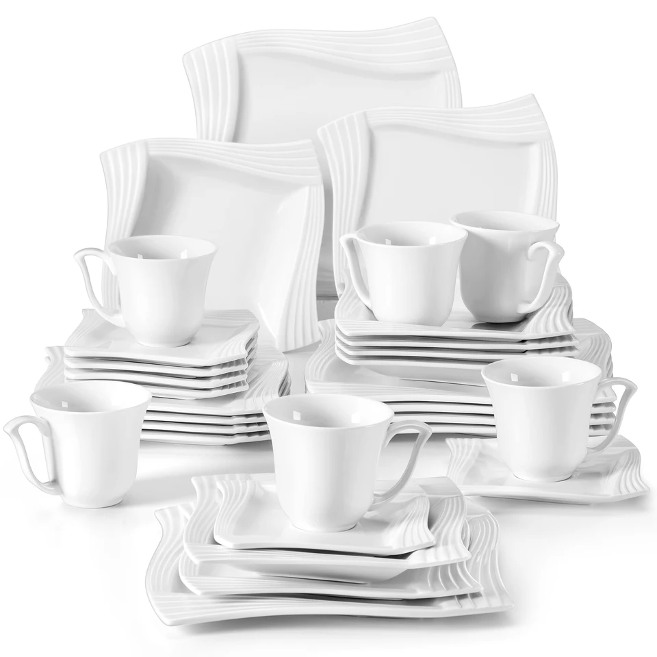 Malacasa Amparo White Porcelain Dinnerware Set