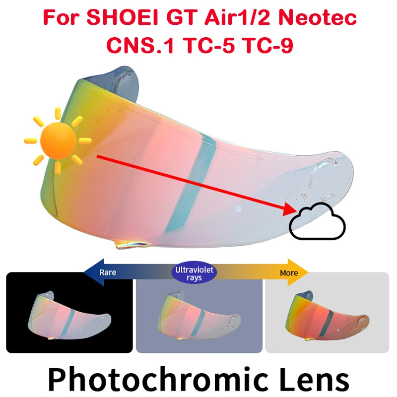 Shoei gt air 1および2用フォトクロミックバイザー,neotec CNS-1, TC-5