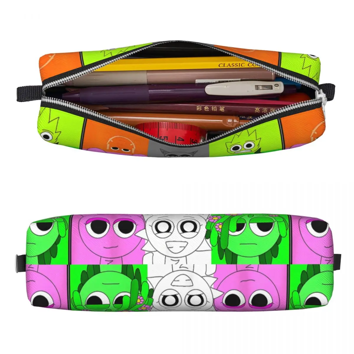 Sprunki Incredibox Game Pencil Cases Fun Pen Box Bag for Student Large Storage Office Cosmetic Pencil Box
