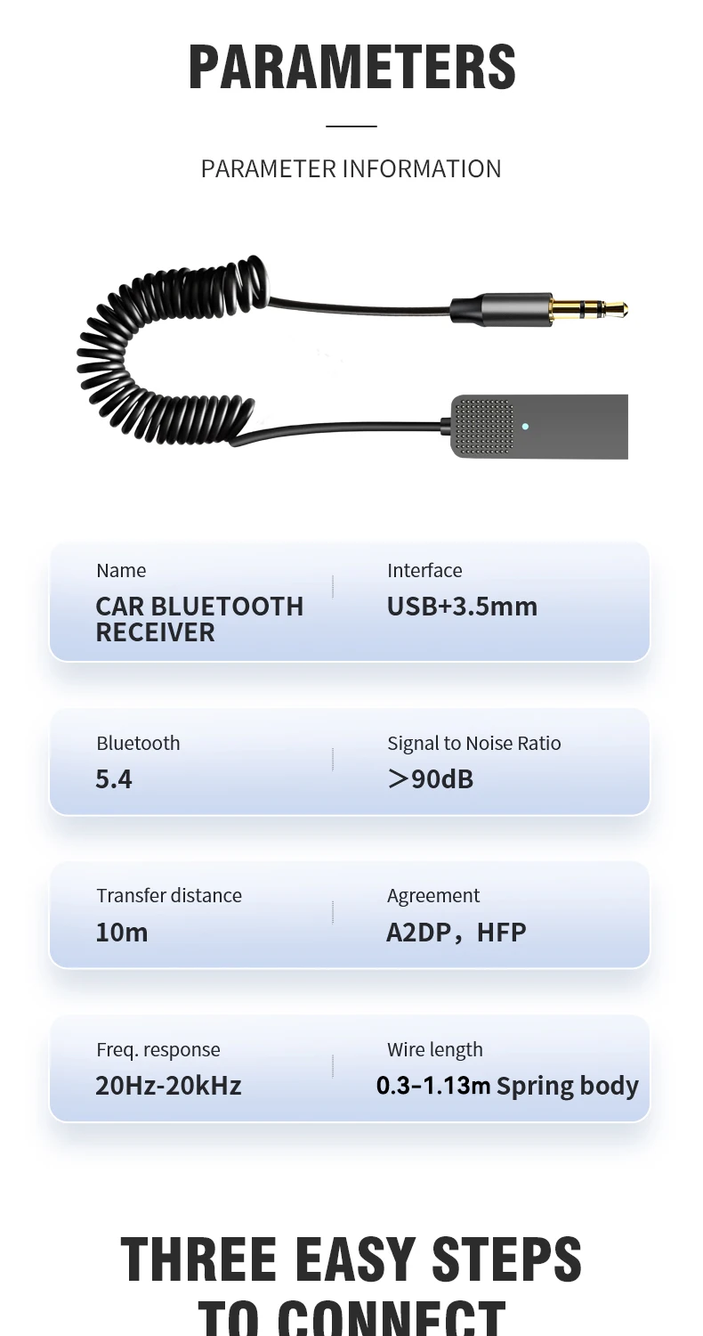 New Upgrades Bluetooth 5.4 Audio Receiver USB To 3.5mm AUX Car Wireless Music Ad