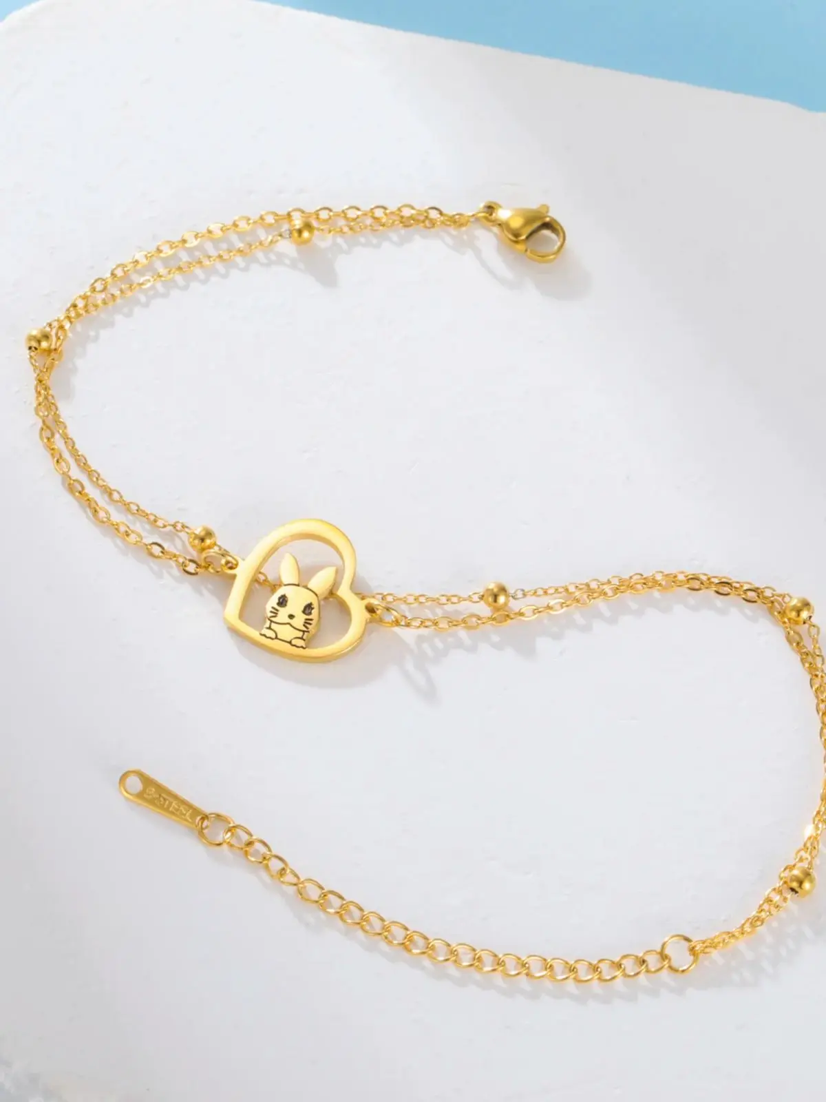 Kkjoy Edelstahl Gold Farbe Hase Anhänger Nette Armbänder für Frauen Männer Party Schmuck Geschenk Großhandel – Detail 5