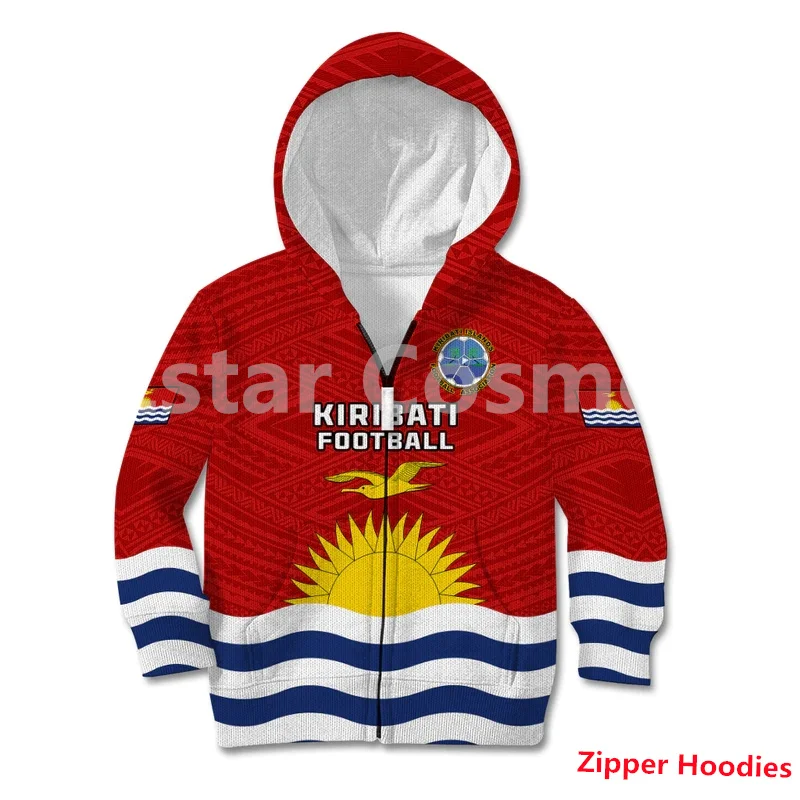 

Personalised Kiribati Football Kid Hoodie Polynesian Mix Kiribatian Flag 3d print Zipper Hoodies kids jacket boy For Girl