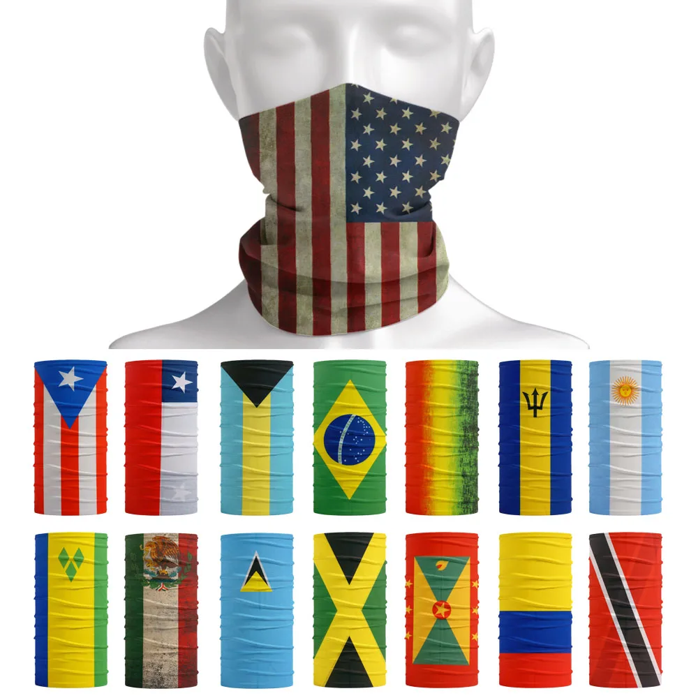 Americas National Flag Neck Gaiter Polyester Bandanas Cycling Scarf Men Outdoor Sports Headband UV Protection Fishing Face Mask uv protection facial ice silk mask scarf for outdoor wear sports fishing hiking cycling face shield breathable neck wrap cover