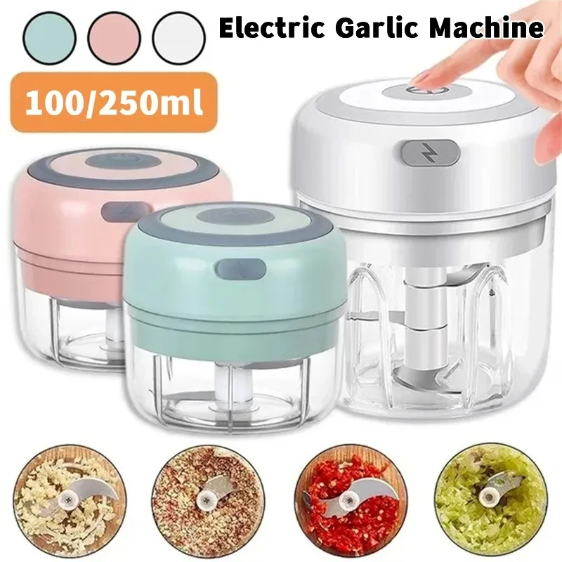 

100/ 250ml Wireless Electric Garlic Masher Press Stirrer Chopper Mini Chopper Rechargeable Food Processor Garlic Mincer Kitchen