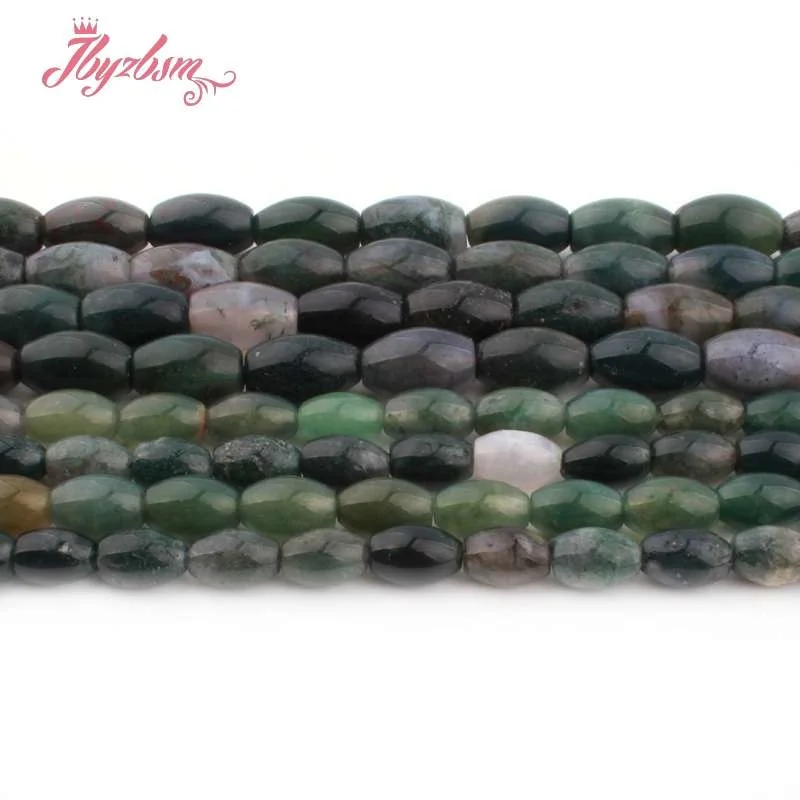 

6x8,8x12mm Smooth Oval Green Moss Agates Beads Natural Stone Beads For DIY Necklace Bracelats Jewelry Making 15" Free Shipping