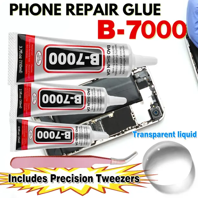 กาว B-7000 ใสอเนกประสงค์ ขนาด 15 มล. 50 มล. 110 มล. สำหรับงาน DIY บนกระจก พลาสติก พร้อมหัวฉีดแบบแม่นยำ กาว B-7000 สำหรับหน้าจอโทรศัพท์มือถือ กาวกันน้ำ ความแข็งแรงสูง พร้อมแหนบแบบแม่นยำ 1