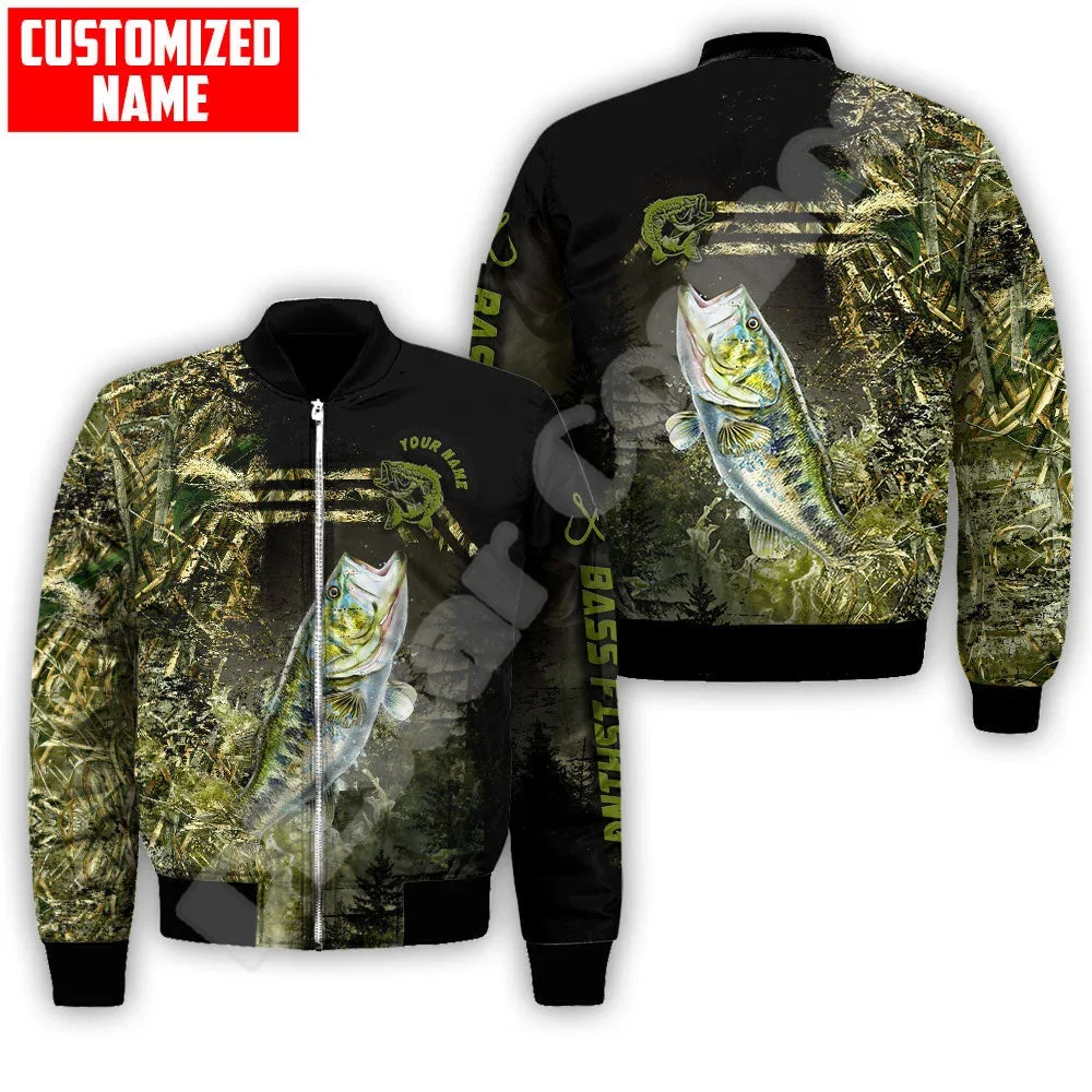 

Custom Name Walleye Bass Crap Fishing Fisher Tattoo NewFashion Winter Warm Coat Streetwear 3DPrint Windbreaker Bomber Jacket X6