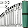 Ratchet Spanner Wrench Set 8-22mm Gear Ring Ratcheting Combination Wrench Kit Metric Flexible Head with Canvas Bag 1