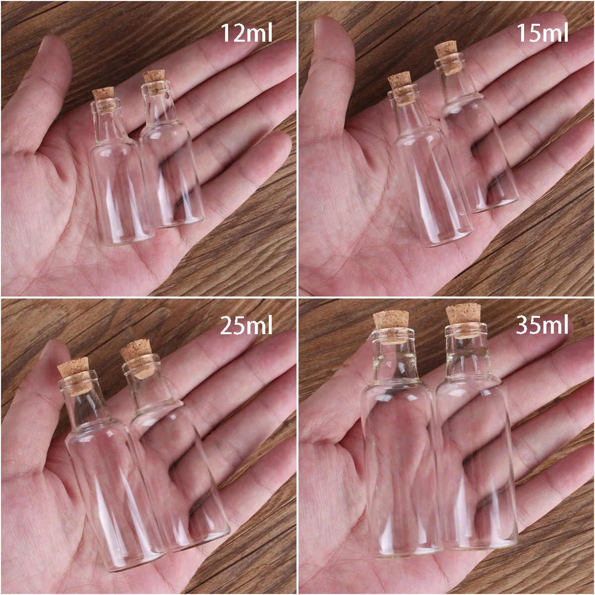 Small Glass Bottles Cork Stopper Empty Spice Wish Bottles Jars Gift Crafts Vials 12ml 15ml 25ml 35ml 24pcs glass storage jar glass storage container glass test tubes