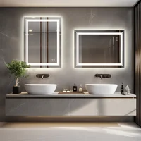 LUVODI 28x36" Rectangle LED Bathroom Mirror Touch Screen Lighted Bath Vanity Mirror with Diming Lights Anti-fog - Image 2