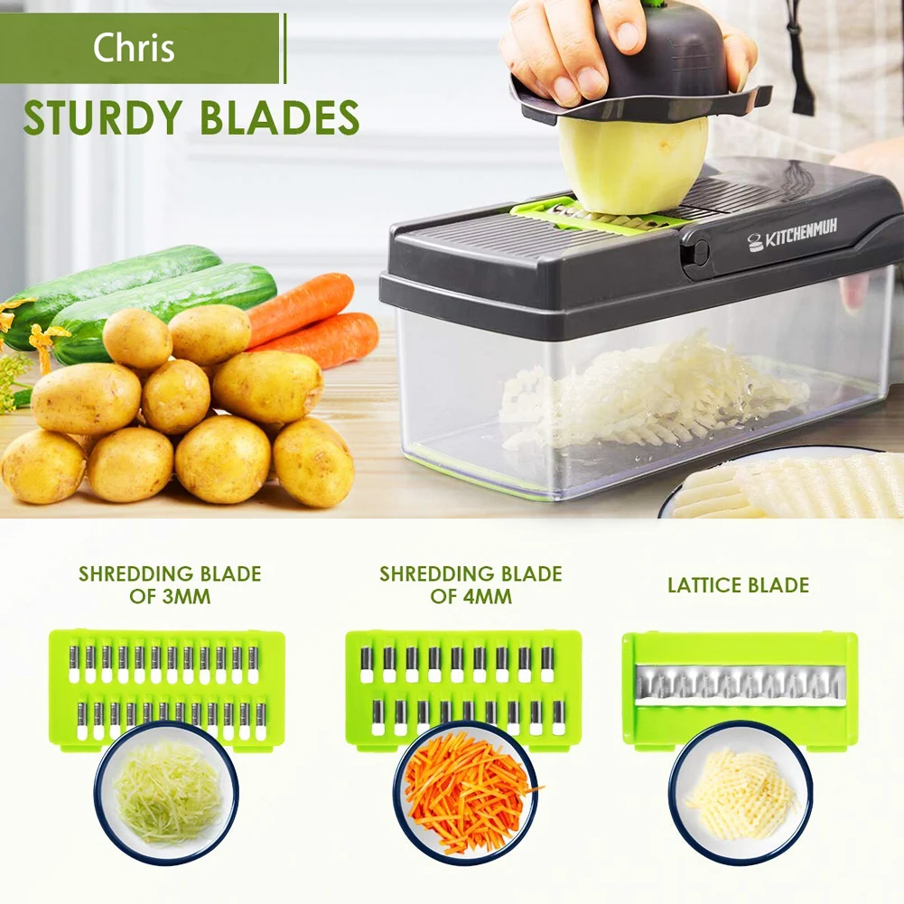 Vegetable Cutter Multifunctional 8 In 1 Vegetables Slicer Carrot Potato Onion  Chopper with Basket Grater Kitchen Accessorie Tool