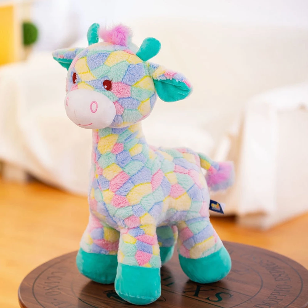 

32CM Super Soft Color Cute Fawn Plush Toy Rainbow plum deer Giraffe Doll Birthday Gift For Children Sleeping Pillow Cloth Doll