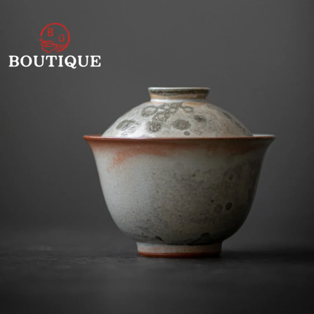 Retro Firewood Change Kiln Ink Art Ceramic Gaiwan Aesthetic Tea Brewing Cup Tea Tureen Brewing Cover Bowl Accessories Craft