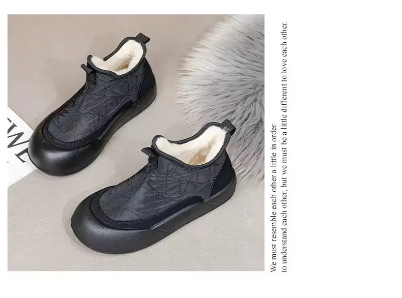 Dicke Sohlen Design Baumwolle Schuhe für Frauen 2024 Herbst und Winter Neue Plüsch Isolierung Flache Top Sport Schuhe Zapatillas Mujer – Detail 22
