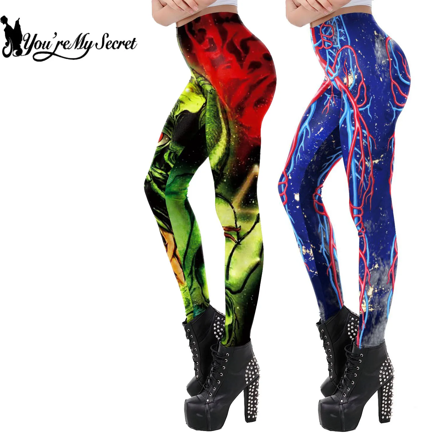 

[You're My Secret] Women Sexy Tight Leggings Halloween 3D Print Long Pants Trousers Adult Workout Fitness Legging Dropshipping