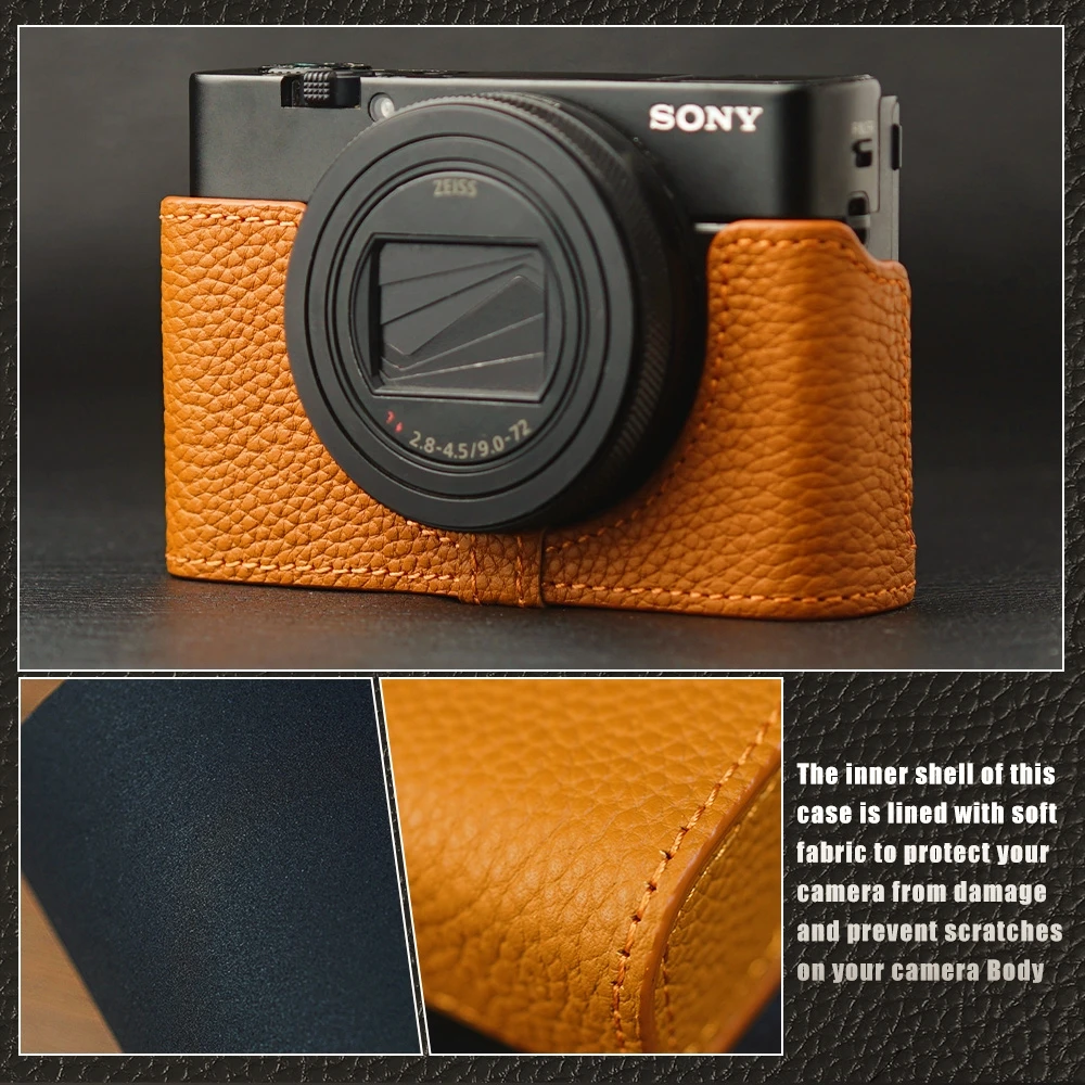 DSC-RX100M6 가죽 하프 카메라 케이스, 카메라 가방 커버, 사진 숄더 스트랩