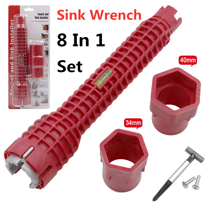 

8 In 1 Flume Magic Wrench set Sink Faucet Plumbing Tools KEY WRENCH Anti-slip ratchet Key Repair tool socket set WRENCH TOOL