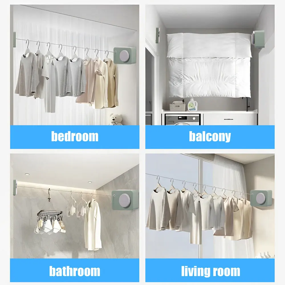 Stainless Steel Clothes Retractable Clothesline Portable Heavy