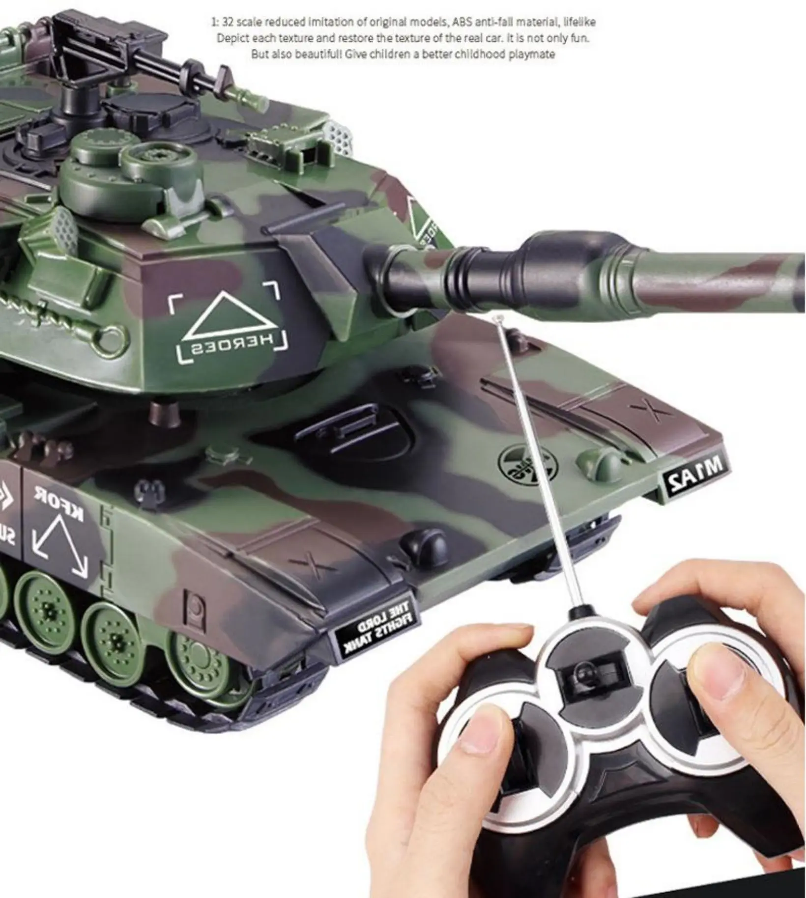 1:32 Military RC Tank Heavy Large Remote Control Toy Car with Shoot Bullets Model Metal Diecast Vehicles Hobbies Collection 2