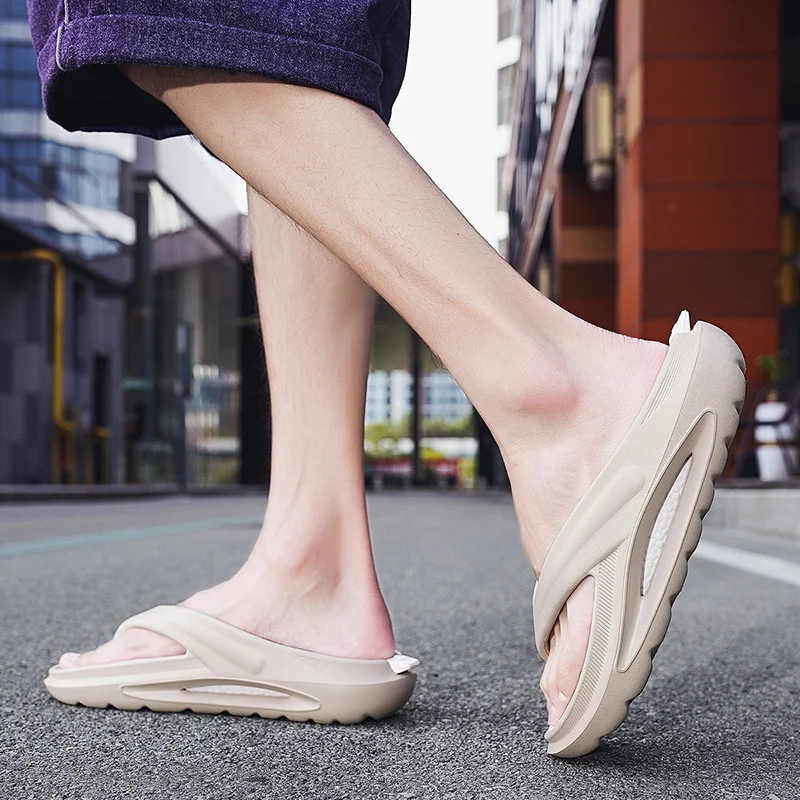 Men's Flip Flops With Thick Sole Soft Foam SlidersSuper Soft Non-Slip Slip Comfy Slipper for Indoor Outdoor_voghion.com