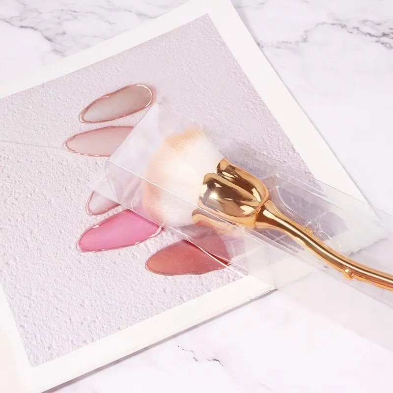 Rose-shaped Manicure With Nail Brush Art Brush Nail Accessories Tool Popular Round Makeup Polishing Dust Removal Brush