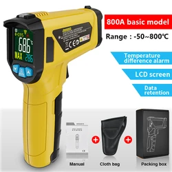 Enhanced Digital Infrared Thermometer - Non - Contact Laser Temperature Gauge, -50~600℃ (800A)