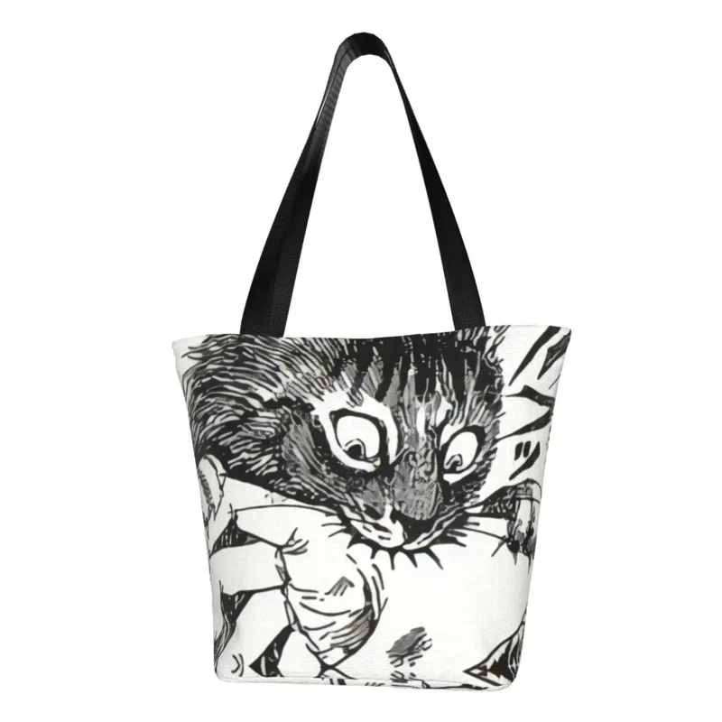 

My Cat Tomie Junji Ito Grocery Shopping Bag Canvas Shopper Shoulder Tote Bags Big Capacity Portable Japan Horror Manga Handbag