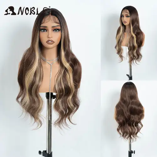Noble Cosplay Lace Front Wig 30 Inch Lace  Long Wavy 360 0mbre Blonde Wig Red African American Synthetic Wigs For Black Women - Image 8