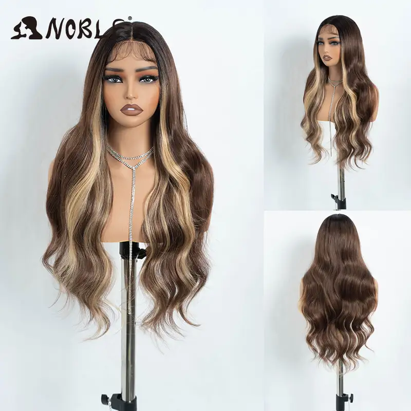 Noble Cosplay Lace Front Wig 30 Inch Lace  Long Wavy 360 0mbre Blonde Wig Red African American Synthetic Wigs For Black Women - Image 8