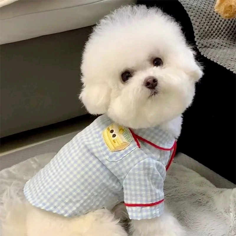 

Pet Dog ClothesPlaid Hamburger Pajamas Pet Cat Universal Summer Thin Ins Hamburger Puppy Skirt Pajamas Comfortable Clothing