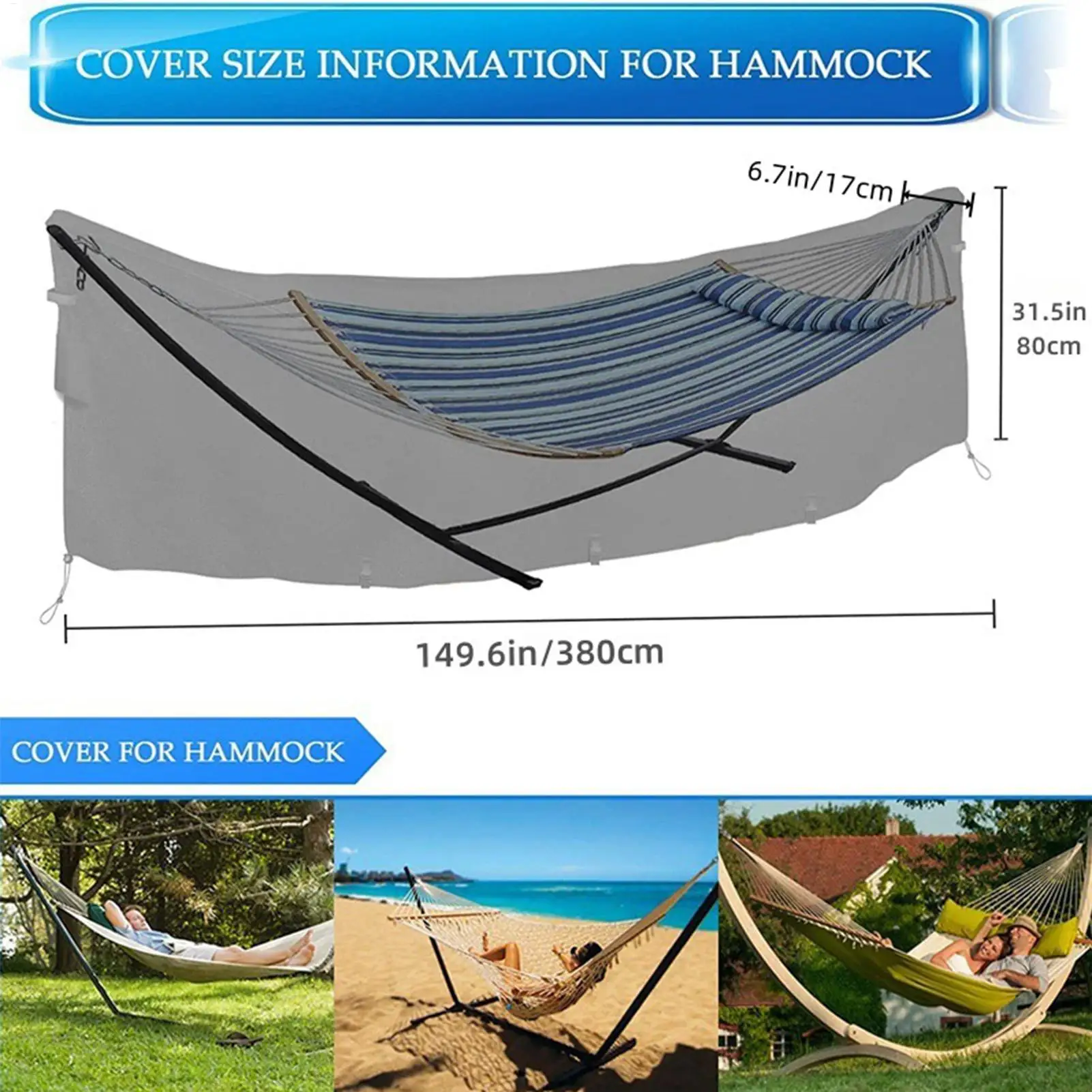 1pc Outdoor Swing Cover Waterproof Outdoor Hammock Cover Windproof Camping Equipment Sleeve Uv Protection 420D Oxford Tarpaulin