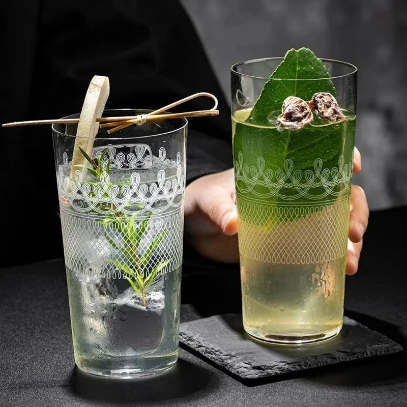Japanese Baked Colin Cup, Thin Cocktail Glasses Cups, Highball Whiskey Glass Cup, Creative Slanted Bubble Cups,Bar Kitchen Tools