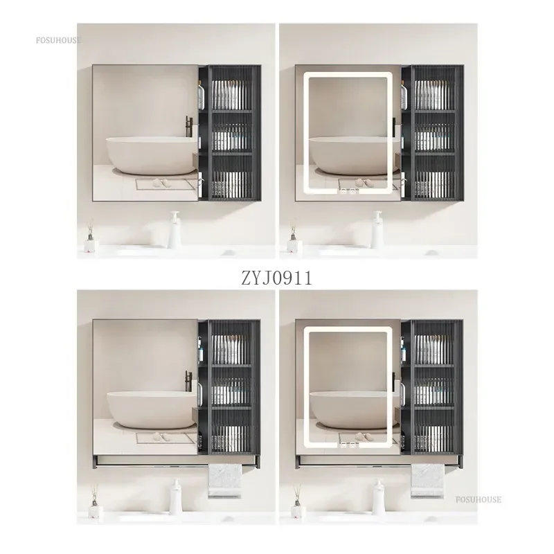 Modern Aluminum Alloy Bathroom Smart Mirror Cabinets Separate Wall-mounted Bathroom Integrated Organizer Storage Cabinet E