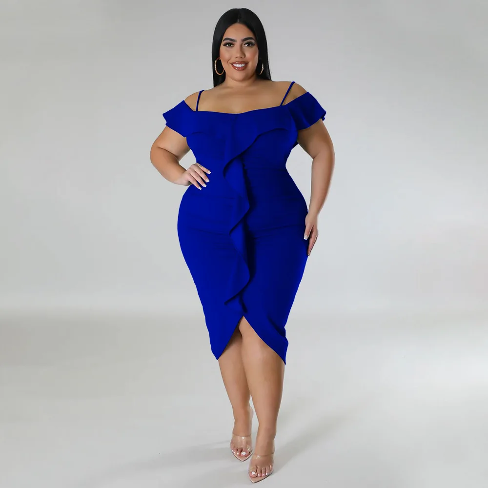 2023 Summer Women Trendy Dress Female Ruffle Fashion Bodycon Elegant Cloth Casual Luxury Gown Plus Size Evening Party 4xl Dress