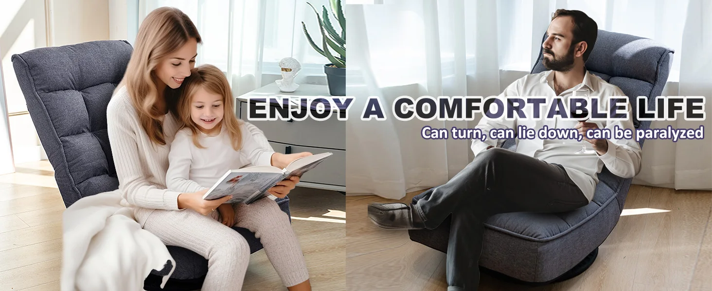Recliner Chair,Comfy Swivel Chair for Living Room,Adjustable Foam Floor Chair